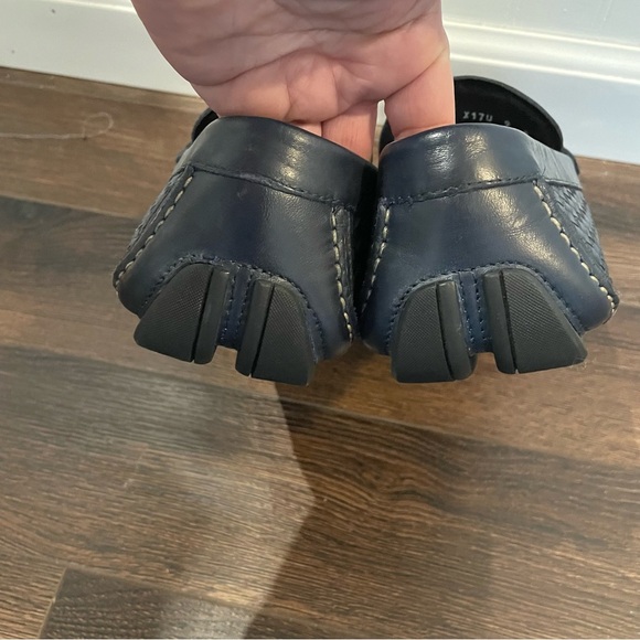 Salvatore Ferragamo Woven Leather Gancini Moccasin Driving Loafer Blue Italy 9D - Picture 6 of 11